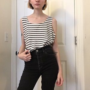 Blue and white striped tank top